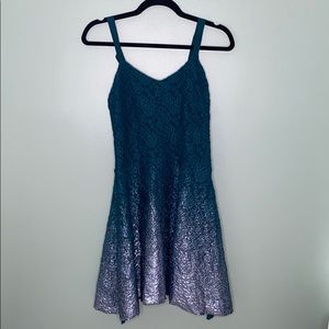Free People Green & Silver Lace Dress